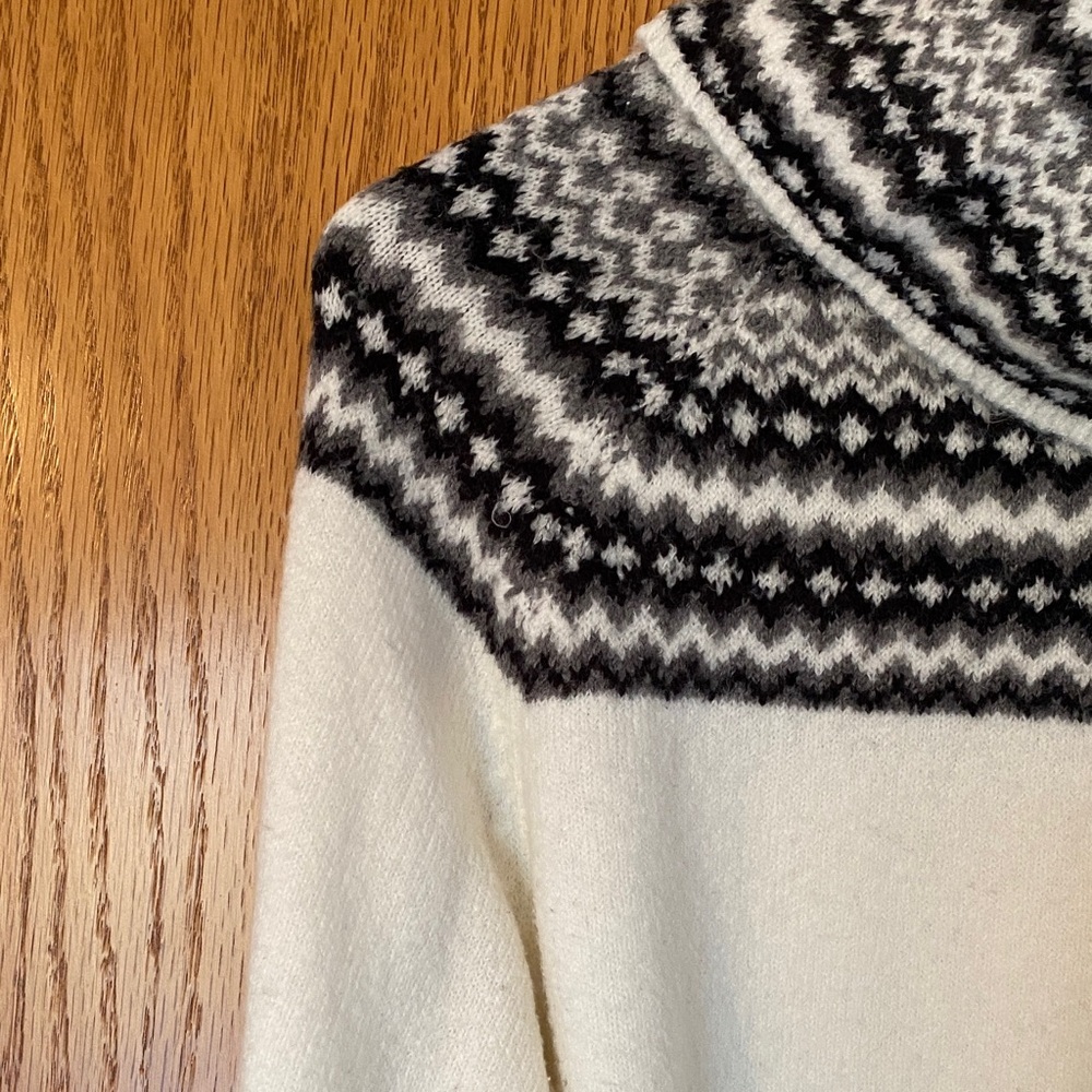 Currants Women’s Cream & Black Cowl Neck Sweater - Picture 3 of 7